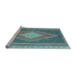 Sideview of Machine Washable Abstract Light Blue Contemporary Rug, wshcon2958lblu