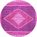 Round Machine Washable Abstract Pink Contemporary Rug, wshcon2958pnk