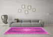 Machine Washable Abstract Pink Contemporary Rug in a Living Room, wshcon2958pnk