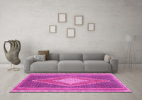 Machine Washable Abstract Pink Contemporary Rug, wshcon2958pnk