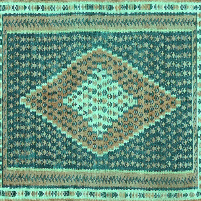 Square Abstract Turquoise Contemporary Rug, con2958turq