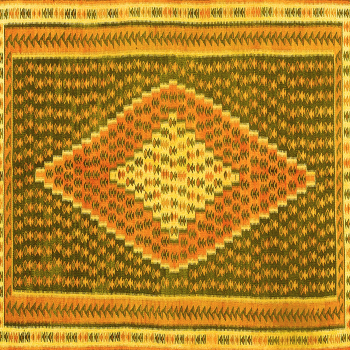 Square Machine Washable Abstract Yellow Contemporary Rug, wshcon2958yw