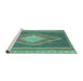 Sideview of Machine Washable Abstract Turquoise Contemporary Area Rugs, wshcon2958turq