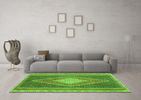 Machine Washable Abstract Green Contemporary Rug, wshcon2958grn