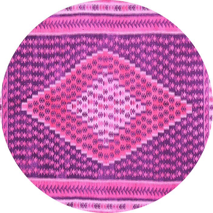Round Abstract Pink Contemporary Rug, con2958pnk
