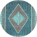 Round Abstract Light Blue Contemporary Rug, con2958lblu