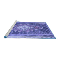 Sideview of Machine Washable Abstract Blue Contemporary Rug, wshcon2958blu