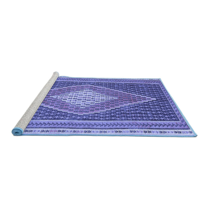 Sideview of Machine Washable Abstract Blue Contemporary Rug, wshcon2958blu