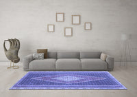 Machine Washable Abstract Blue Contemporary Rug, wshcon2958blu