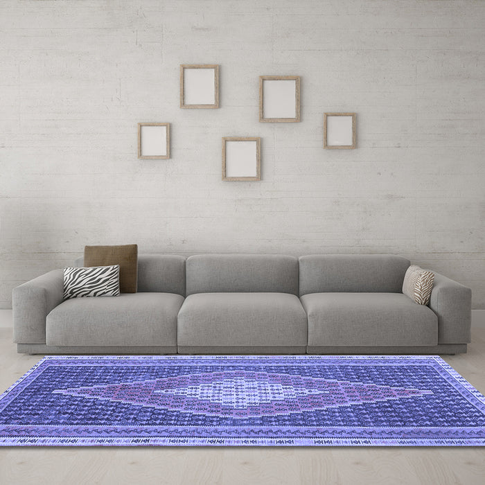 Machine Washable Abstract Blue Contemporary Rug in a Living Room, wshcon2958blu
