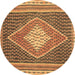 Round Abstract Brown Contemporary Rug, con2958brn