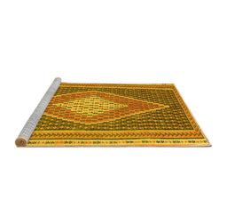 Sideview of Machine Washable Abstract Yellow Contemporary Rug, wshcon2958yw