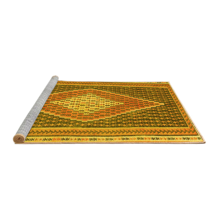 Sideview of Machine Washable Abstract Yellow Contemporary Rug, wshcon2958yw