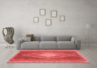 Machine Washable Abstract Red Contemporary Rug, wshcon2958red