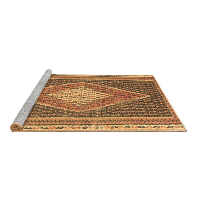 Sideview of Machine Washable Abstract Brown Contemporary Rug, wshcon2958brn
