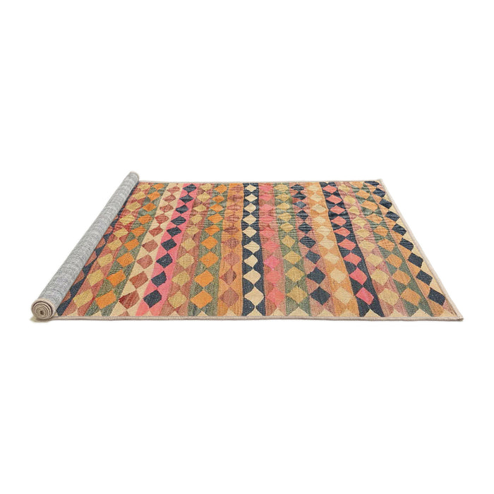 Serging Thickness of Machine Washable Contemporary Rust Pink Rug, wshcon2959