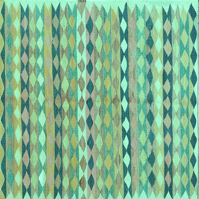 Square Machine Washable Oriental Turquoise Traditional Area Rugs, wshcon2959turq