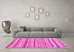 Machine Washable Oriental Pink Traditional Rug in a Living Room, wshcon2959pnk