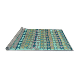 Sideview of Machine Washable Oriental Light Blue Traditional Rug, wshcon2959lblu