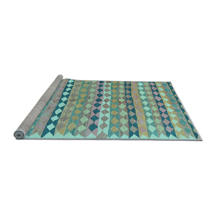 Sideview of Machine Washable Oriental Light Blue Traditional Rug, wshcon2959lblu
