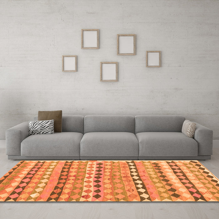 Machine Washable Oriental Orange Traditional Area Rugs in a Living Room, wshcon2959org