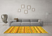 Machine Washable Oriental Yellow Traditional Rug in a Living Room, wshcon2959yw