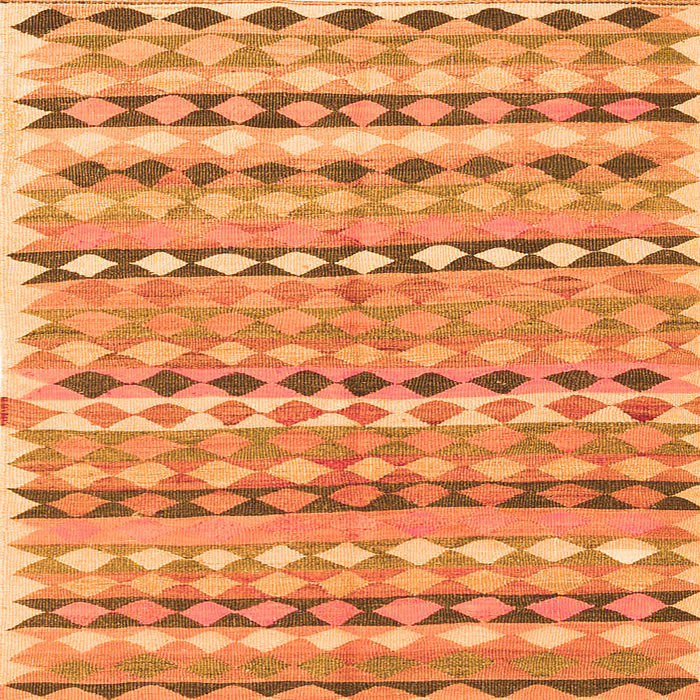 Round Machine Washable Oriental Orange Traditional Area Rugs, wshcon2959org