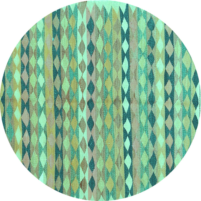Round Machine Washable Oriental Turquoise Traditional Area Rugs, wshcon2959turq