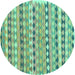 Round Machine Washable Oriental Turquoise Traditional Area Rugs, wshcon2959turq