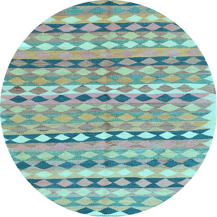 Round Oriental Light Blue Traditional Rug, con2959lblu