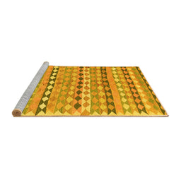 Sideview of Machine Washable Oriental Yellow Traditional Rug, wshcon2959yw