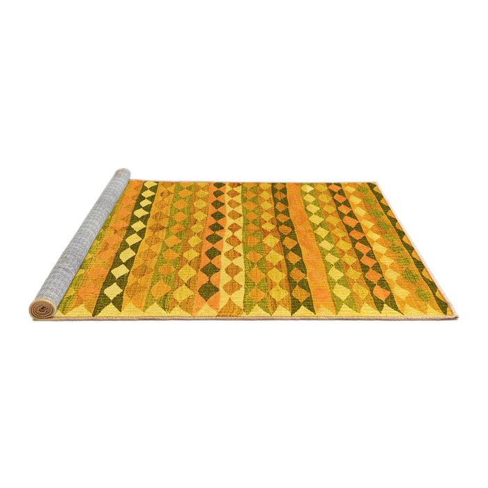 Sideview of Machine Washable Oriental Yellow Traditional Rug, wshcon2959yw