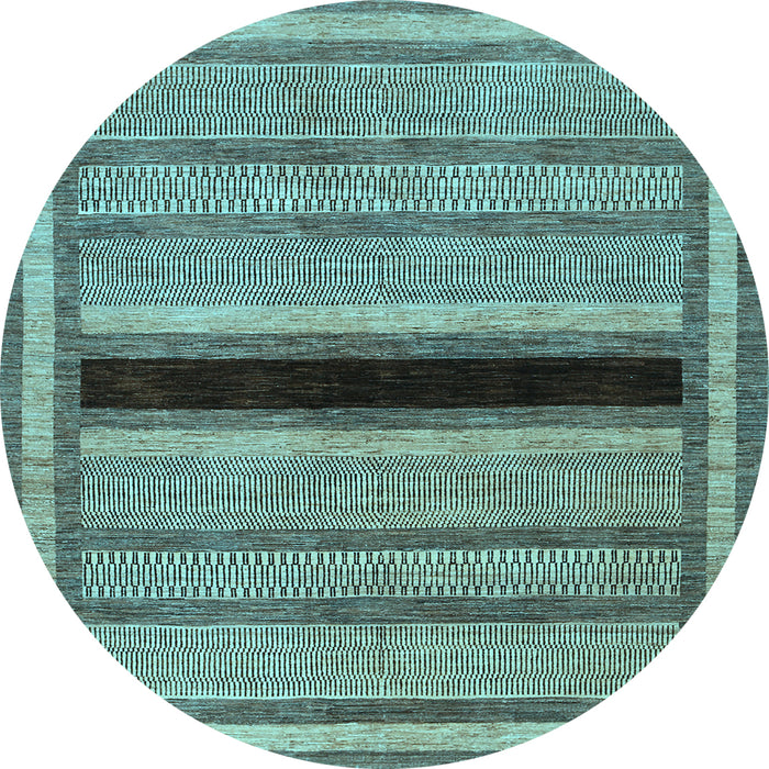 Round Abstract Light Blue Contemporary Rug, con295lblu