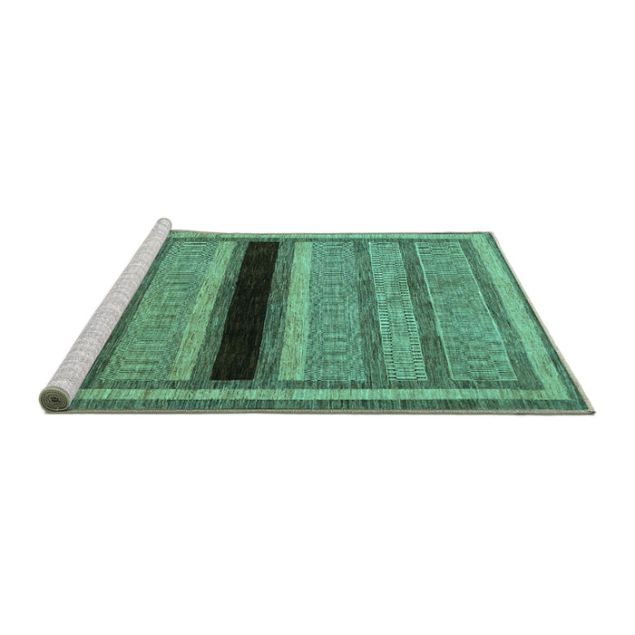 Sideview of Machine Washable Abstract Turquoise Contemporary Area Rugs, wshcon295turq