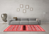 Machine Washable Abstract Red Contemporary Rug, wshcon295red