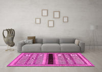 Machine Washable Abstract Pink Contemporary Rug, wshcon295pnk