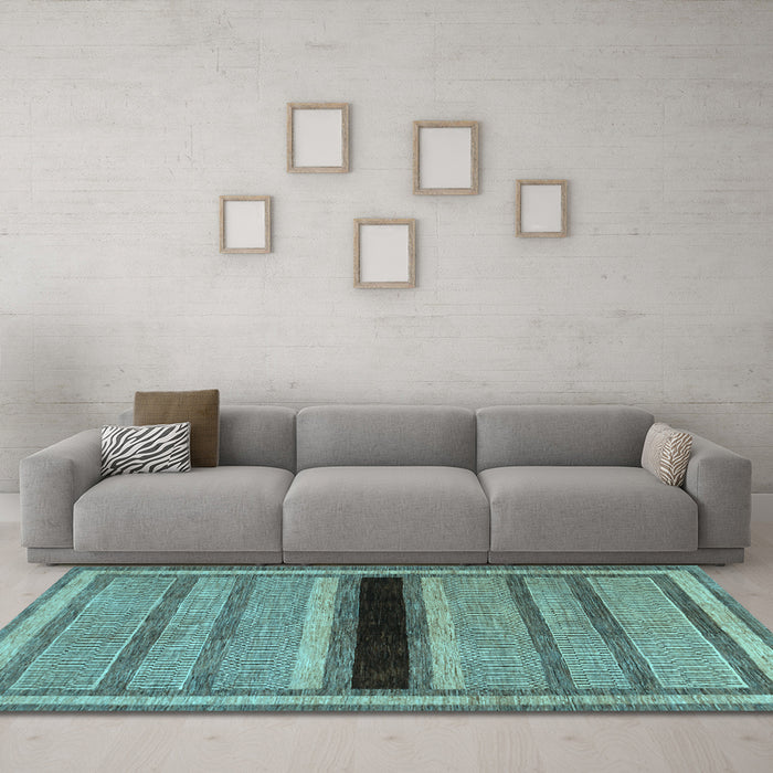 Machine Washable Abstract Light Blue Contemporary Rug in a Living Room, wshcon295lblu