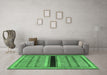 Machine Washable Abstract Emerald Green Contemporary Area Rugs in a Living Room,, wshcon295emgrn