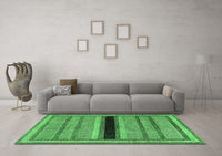 Machine Washable Abstract Emerald Green Contemporary Rug, wshcon295emgrn
