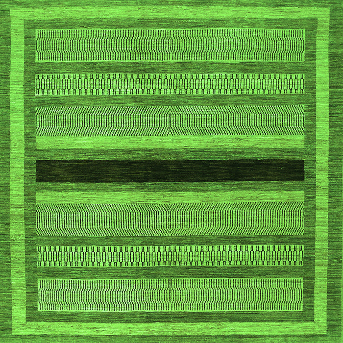 Round Machine Washable Abstract Green Contemporary Area Rugs, wshcon295grn