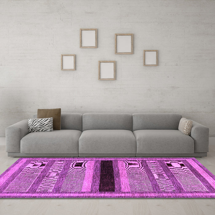 Machine Washable Abstract Purple Contemporary Area Rugs in a Living Room, wshcon295pur