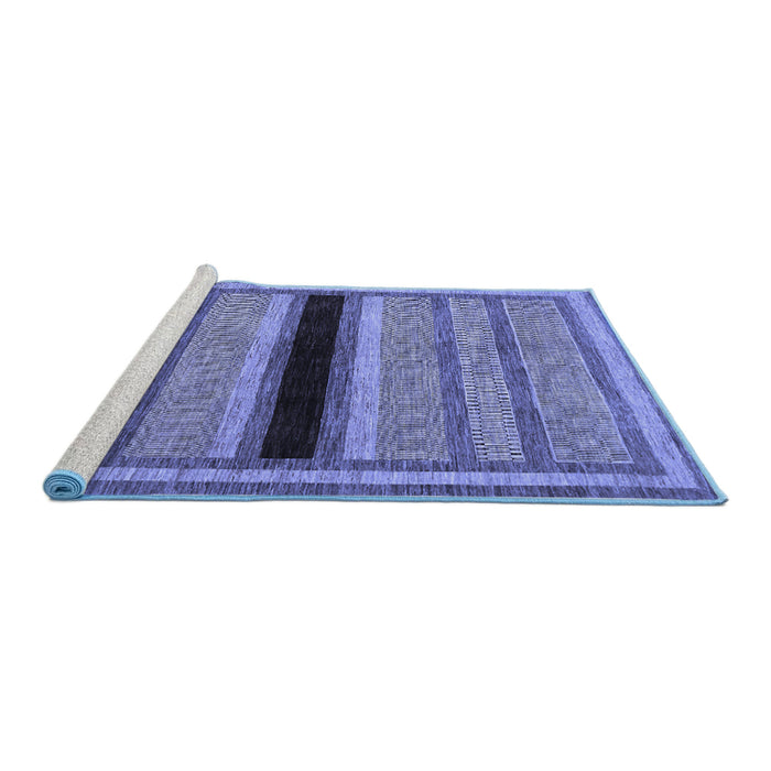 Sideview of Machine Washable Abstract Blue Contemporary Rug, wshcon295blu