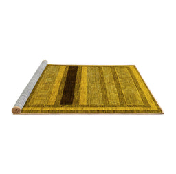 Sideview of Machine Washable Abstract Yellow Contemporary Rug, wshcon295yw