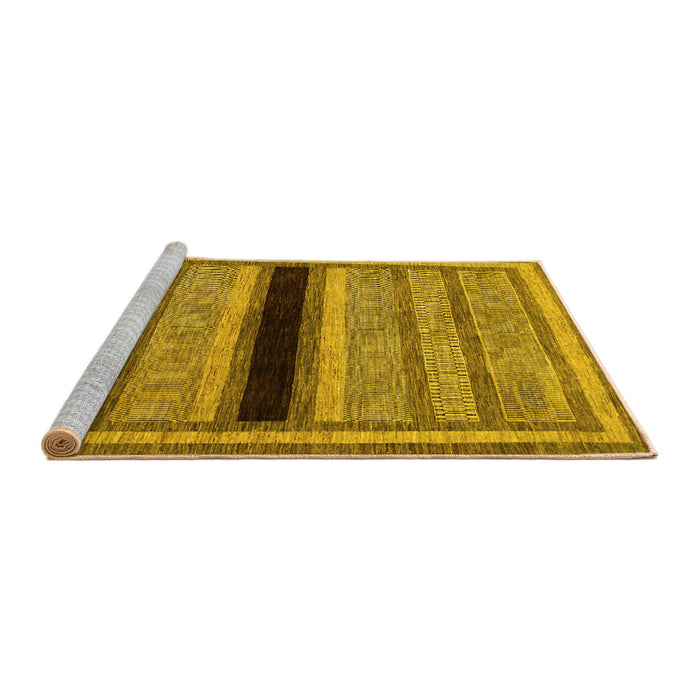 Sideview of Machine Washable Abstract Yellow Contemporary Rug, wshcon295yw