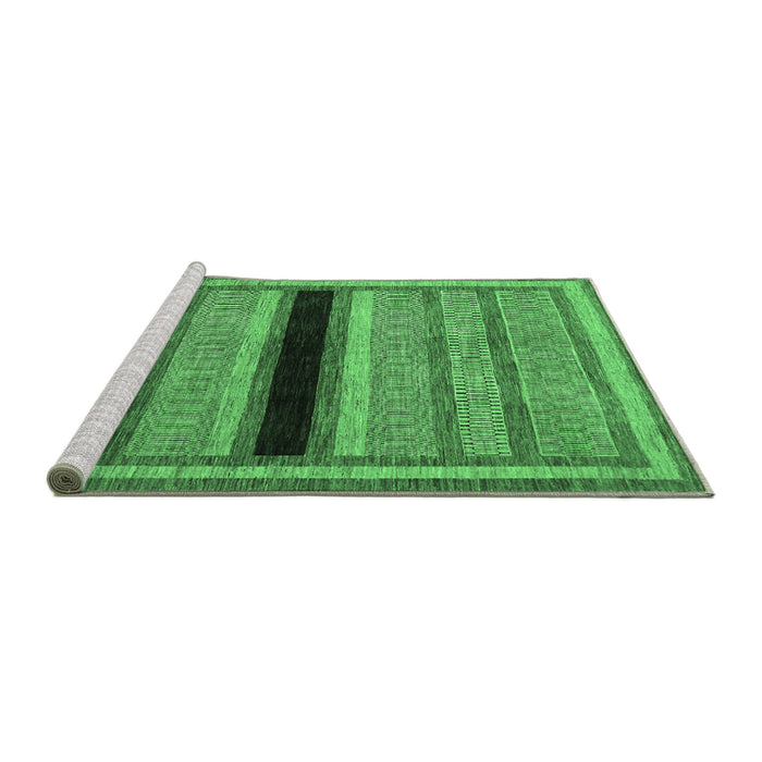 Sideview of Machine Washable Abstract Emerald Green Contemporary Area Rugs, wshcon295emgrn