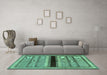 Machine Washable Abstract Turquoise Contemporary Area Rugs in a Living Room,, wshcon295turq