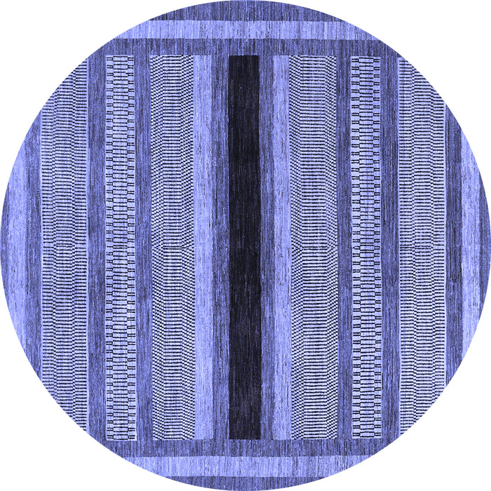 Round Abstract Blue Contemporary Rug, con295blu
