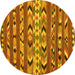 Round Oriental Yellow Traditional Rug, con2960yw