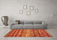 Machine Washable Oriental Orange Traditional Rug, wshcon2960org