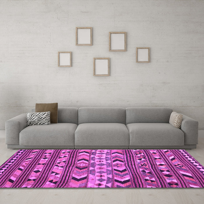 Machine Washable Oriental Purple Traditional Area Rugs in a Living Room, wshcon2960pur